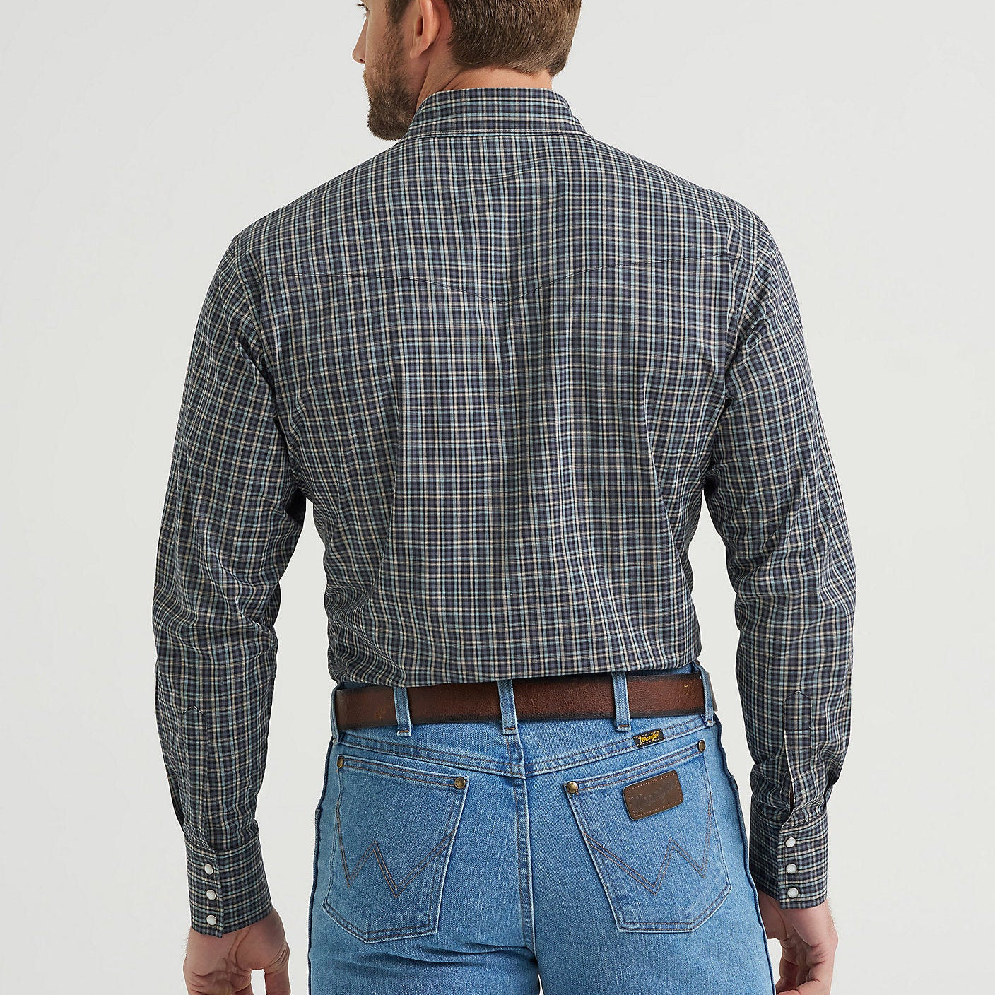 Wrangler men's Long Sleeve black plaid shirt