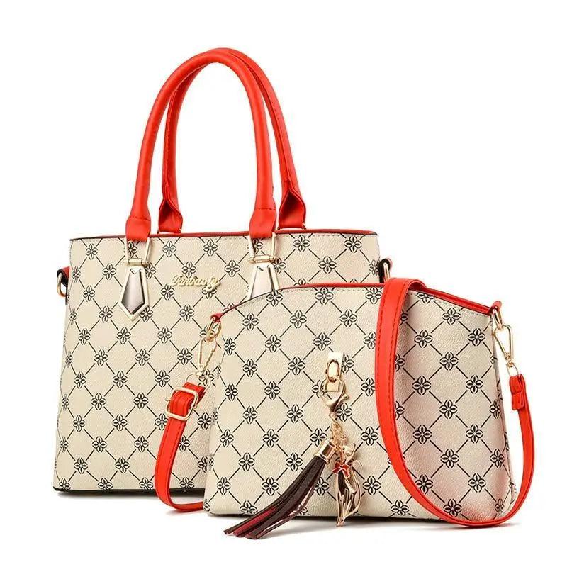 New Luxury Leather Bags Set 2 Pcs Handbag For Women And Girls Stylish Shoulder Gift Bag For Females