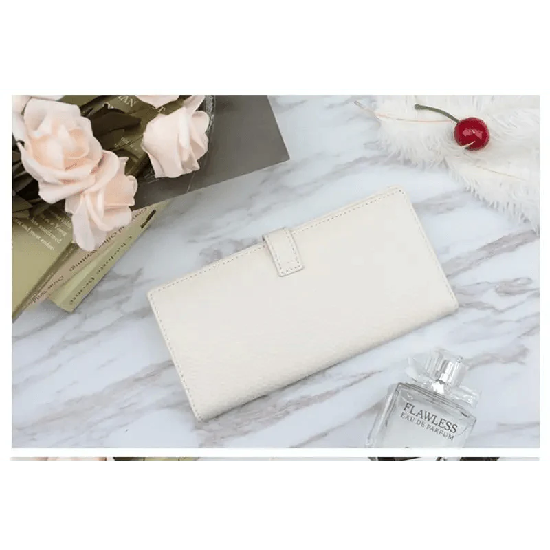 Genuine Leather Wallets, Coin Purses For Female Vintage Style Solid Colors Thin Clutch Phone Bag Wallet for Women and Girls