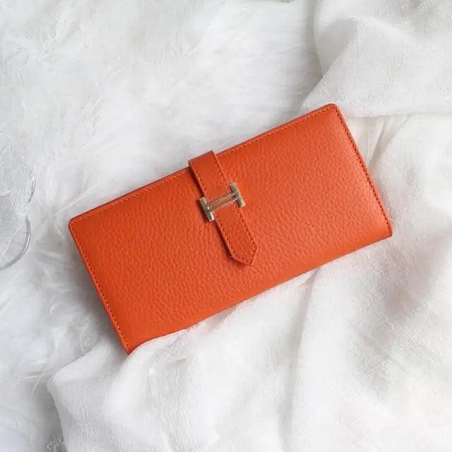 Genuine Leather Wallets, Coin Purses For Female Vintage Style Solid Colors Thin Clutch Phone Bag Wallet for Women and Girls