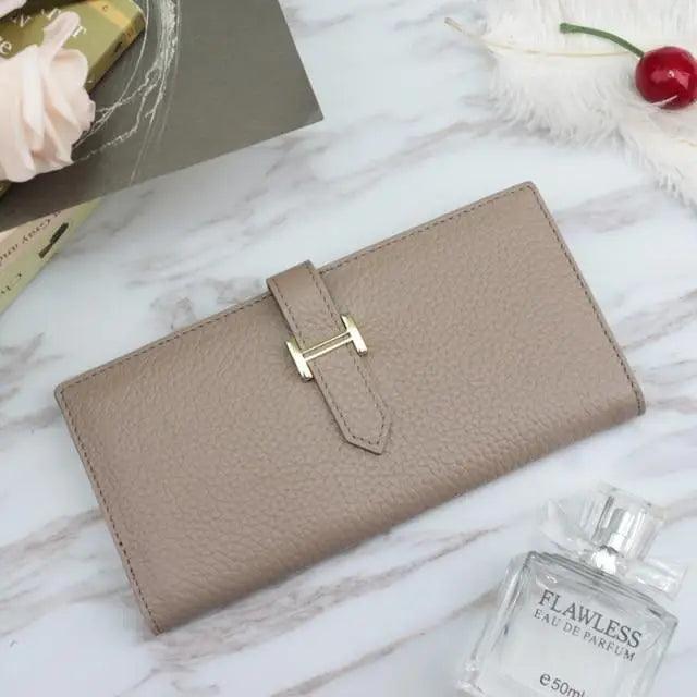 Genuine Leather Wallets, Coin Purses For Female Vintage Style Solid Colors Thin Clutch Phone Bag Wallet for Women and Girls