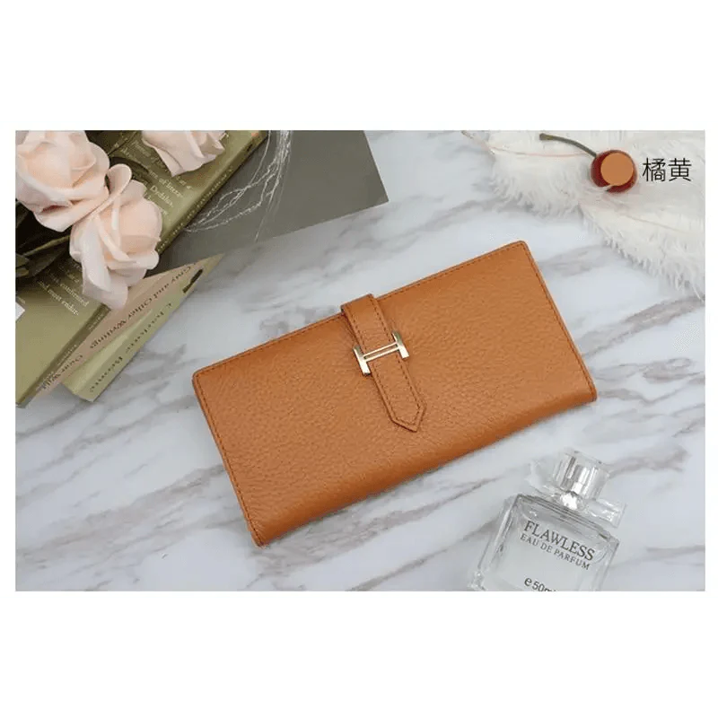 Genuine Leather Wallets, Coin Purses For Female Vintage Style Solid Colors Thin Clutch Phone Bag Wallet for Women and Girls