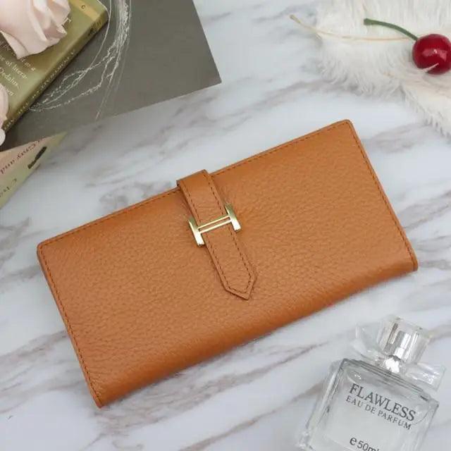 Genuine Leather Wallets, Coin Purses For Female Vintage Style Solid Colors Thin Clutch Phone Bag Wallet for Women and Girls
